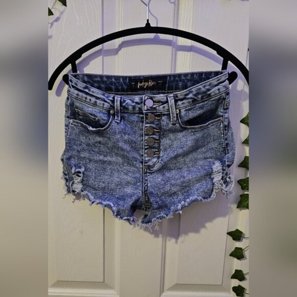 Indigo Pants - Indigo Acid Wash Button Fly Jeans